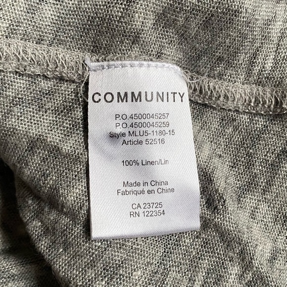 Aritzia Community Heathered Gray 100% Linen Henley Assymetrical Top Size MEDIUM - Picture 10 of 15